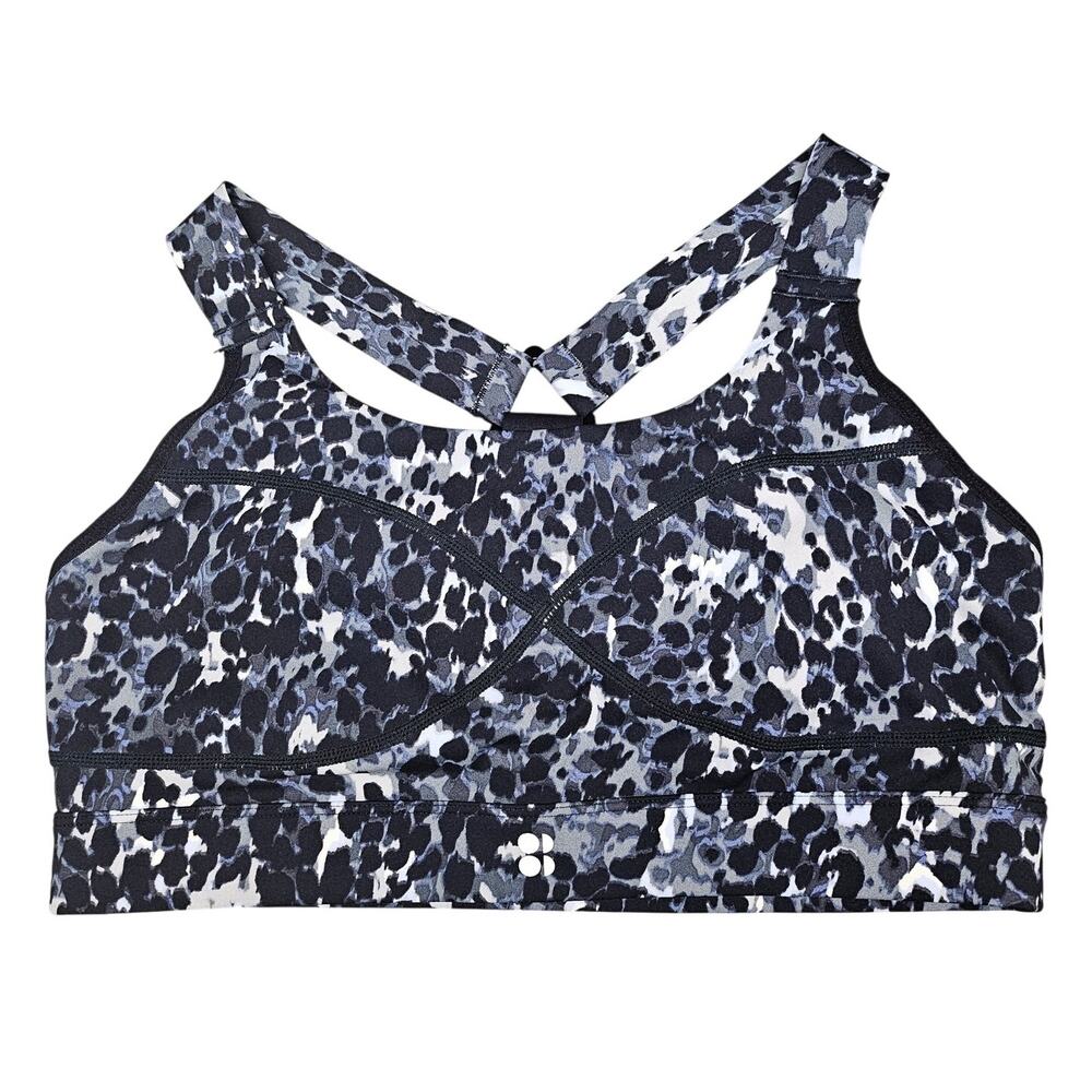 SWEATY BETTY POWER MEDIUM SUPPORT IMPACT SPORTS BRA – SIZE M – BLACK/WHITE PRINT